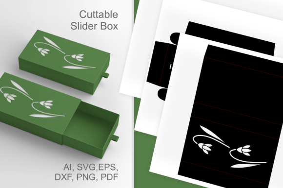 2 Snowdrops Slive and Drawer 3D SVG Gift Boxes