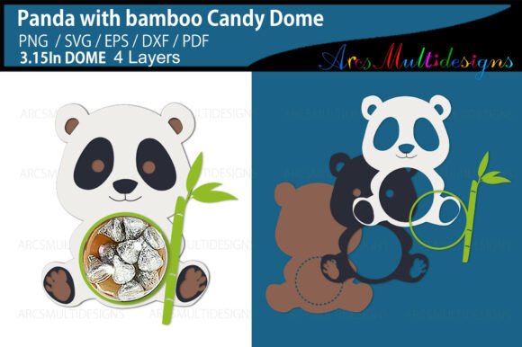 Cute Panda with Bamboo Candy Dome: 3D SVG for Other Crafts
