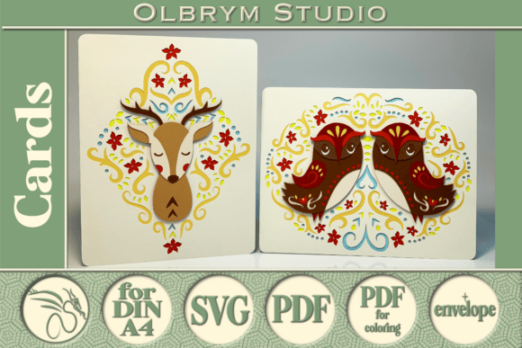 Deer and Owls Scandinavian Nature Cards: 3D SVG Pop-Up Cards