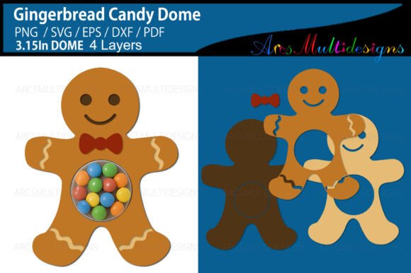 Gingerbread Candy Dome 3D SVG for Christmas
