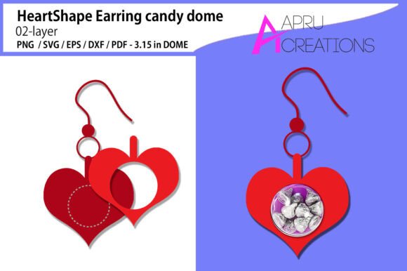 Heart Shape Earring Candy Dome: 3D SVG Ornaments