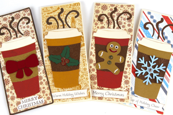 Holiday Coffee Slimline Card: 3D SVG for Christmas