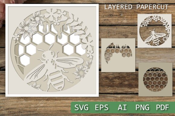 Honeycomb Bee 3D SVG for Stunning Shadow Boxes