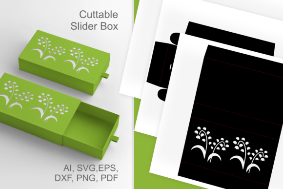 Lilies of the Valley Slive N Drawer Box: 3D SVG Gift Boxes