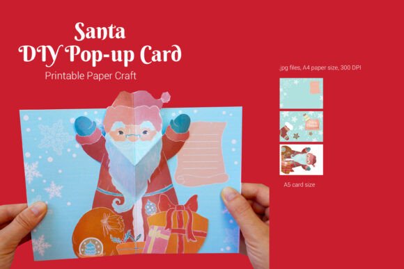 Santa Popup Card 3D SVG for Christmas