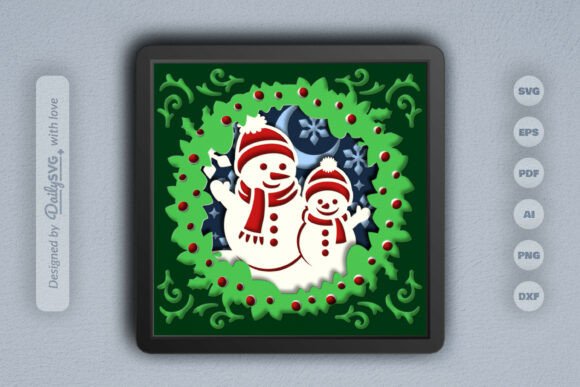 Snowman Mom Kid Winter 3D SVG Review