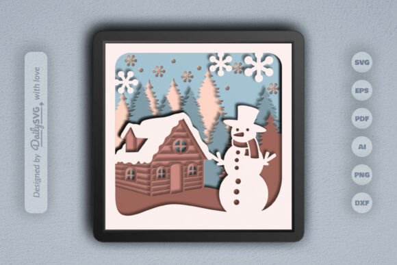 Snowman Winter Cabin 3D SVG Review