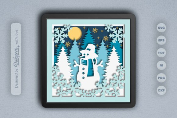 Snowman Winter Forest Night Layered Papercut Review