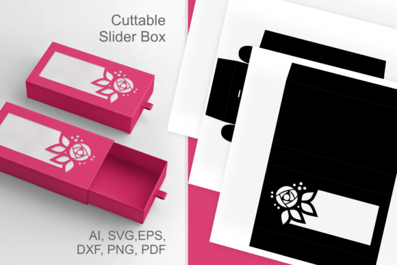 Window N Rose Slive and Drawer Favor Box: 3D SVG Shapes