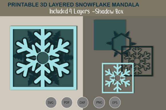 Winter 3D SVG: Snowflake Mandala Shadow Box